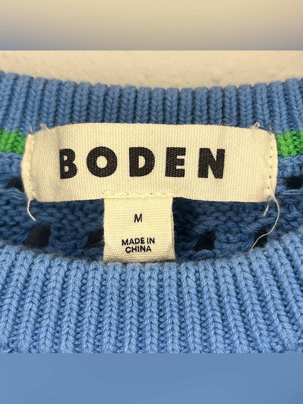 Boden Size M Light Blue Crochet Fringe Tank - Picture 3 of 8